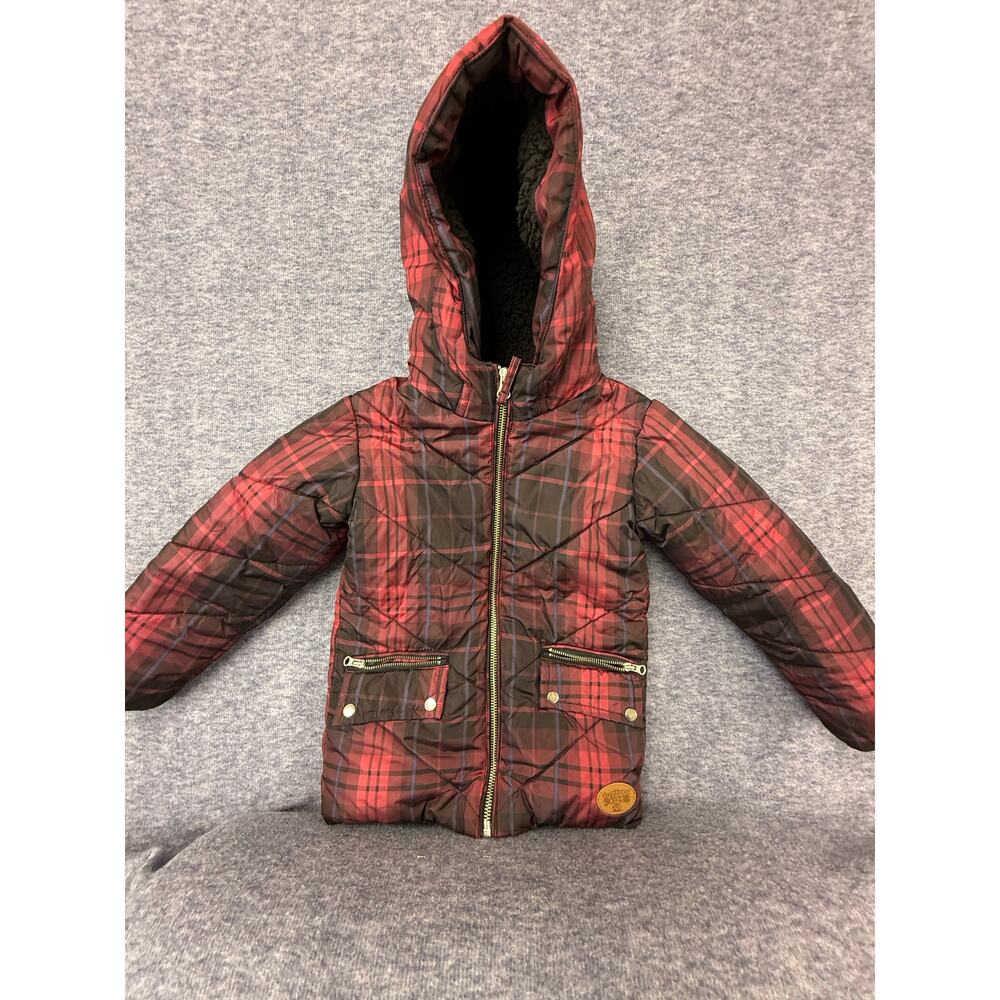 Outdoor Kids Toddler Winter Puffer Coat Pink Plaid 3T